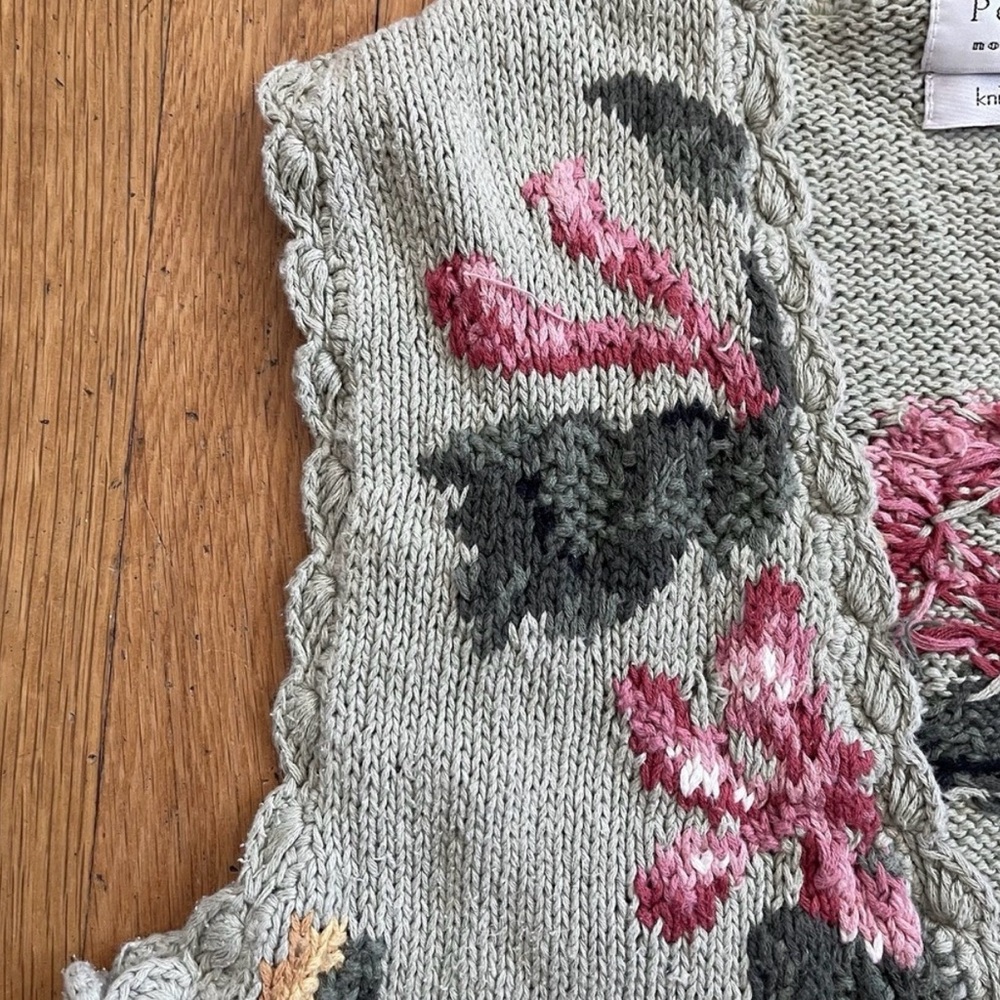 VTG Portraits by Northern Isles Hand Knit Floral Sweater Vest Medium Cottagcore - Picture 9 of 11
